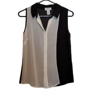 Carmen Marc Valvo Women's Sheer Sleeveless Button Down Top Size XS